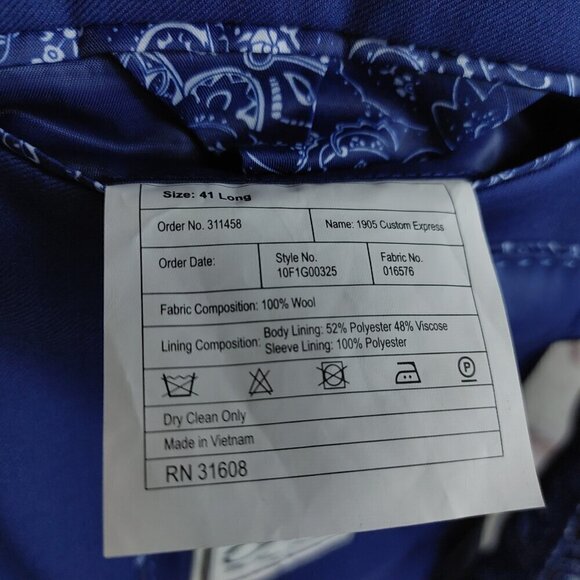 Jos A Bank 1905 The New Tradition Custom Made 41L Wool 2 Button Blue Suit Blazer - Picture 11 of 13
